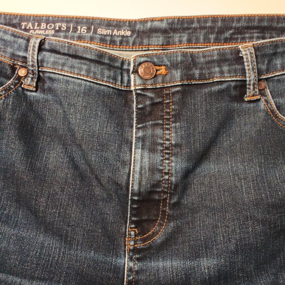 Talbots Flawless Jeans Size 16 Slim Ankle High Rise Dark Wash - Picture 4 of 9